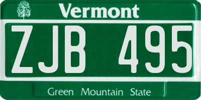 VT license plate ZJB495