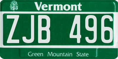 VT license plate ZJB496