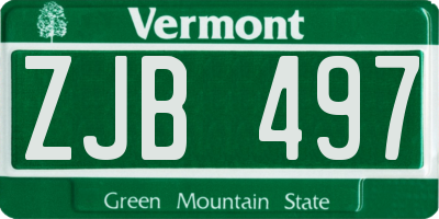 VT license plate ZJB497