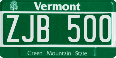 VT license plate ZJB500