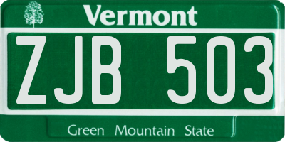 VT license plate ZJB503