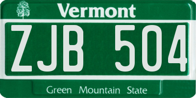 VT license plate ZJB504