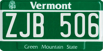 VT license plate ZJB506