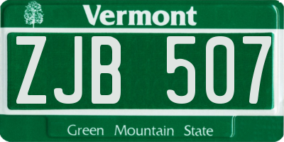 VT license plate ZJB507