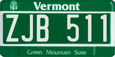 VT license plate ZJB511