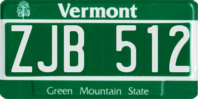 VT license plate ZJB512