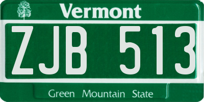 VT license plate ZJB513