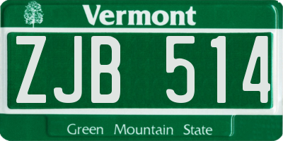 VT license plate ZJB514