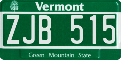 VT license plate ZJB515