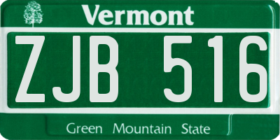 VT license plate ZJB516