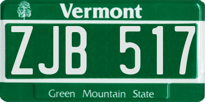 VT license plate ZJB517