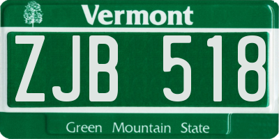VT license plate ZJB518