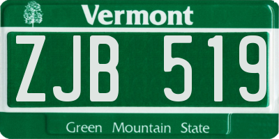 VT license plate ZJB519