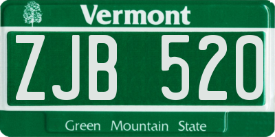 VT license plate ZJB520