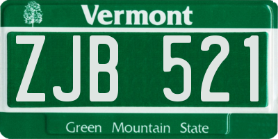 VT license plate ZJB521