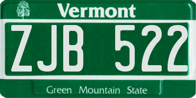 VT license plate ZJB522