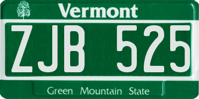 VT license plate ZJB525