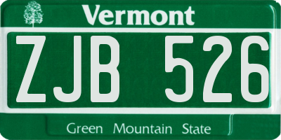 VT license plate ZJB526