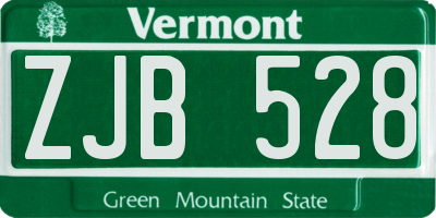 VT license plate ZJB528