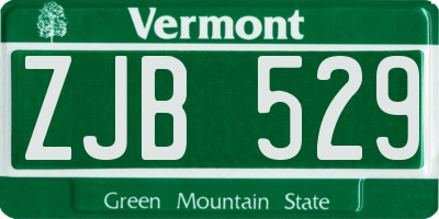 VT license plate ZJB529