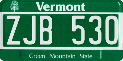VT license plate ZJB530