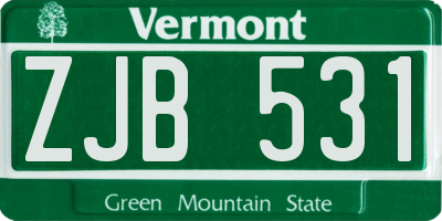 VT license plate ZJB531