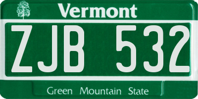 VT license plate ZJB532
