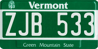 VT license plate ZJB533