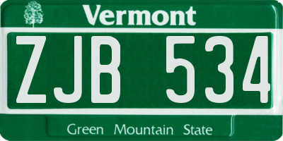 VT license plate ZJB534