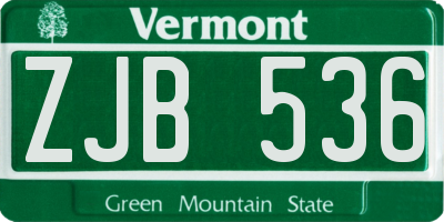 VT license plate ZJB536