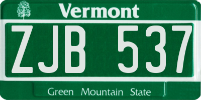 VT license plate ZJB537