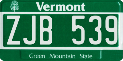 VT license plate ZJB539