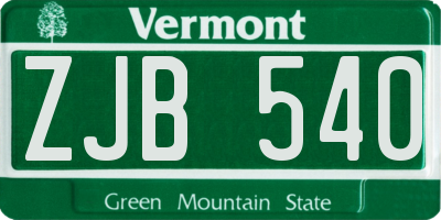 VT license plate ZJB540