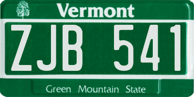 VT license plate ZJB541