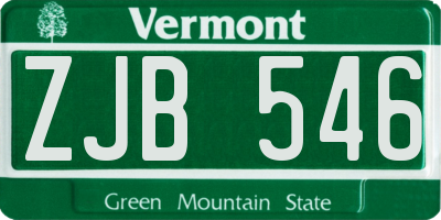 VT license plate ZJB546