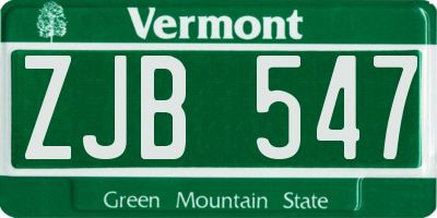 VT license plate ZJB547