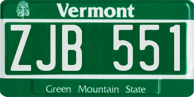 VT license plate ZJB551