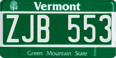 VT license plate ZJB553
