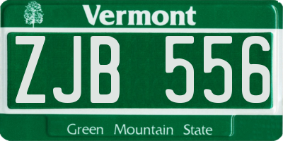VT license plate ZJB556