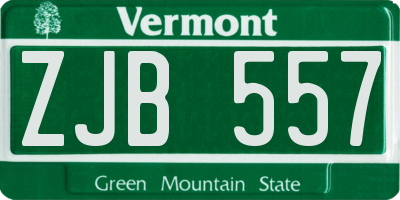 VT license plate ZJB557