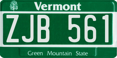 VT license plate ZJB561