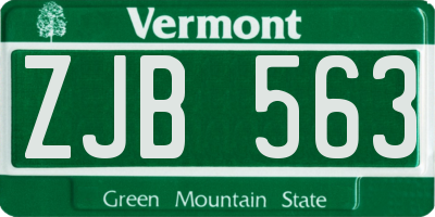 VT license plate ZJB563