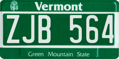 VT license plate ZJB564