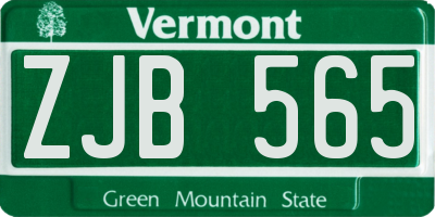 VT license plate ZJB565