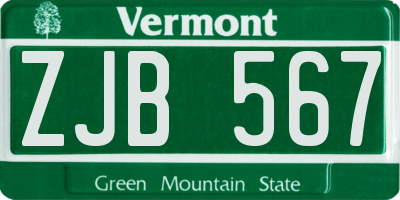 VT license plate ZJB567
