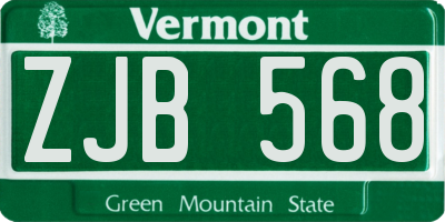 VT license plate ZJB568