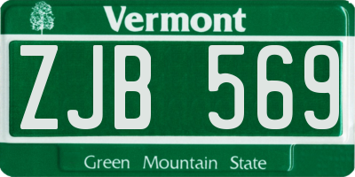 VT license plate ZJB569