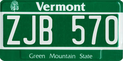 VT license plate ZJB570