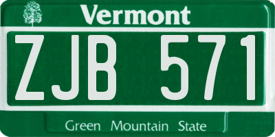 VT license plate ZJB571