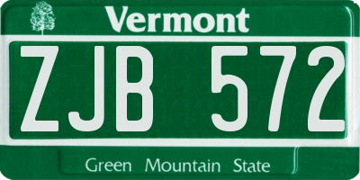 VT license plate ZJB572